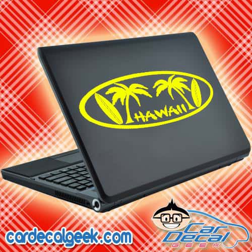 Hawaii Palm Trees and Surfboards Laptop Decal Sticker