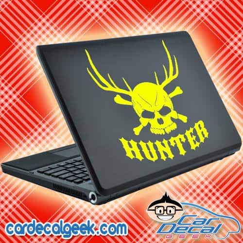 Hunter Skull with Antlers Laptop Decal Sticker