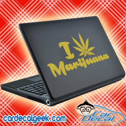 I Love Marijuana Laptop Decal Sticker