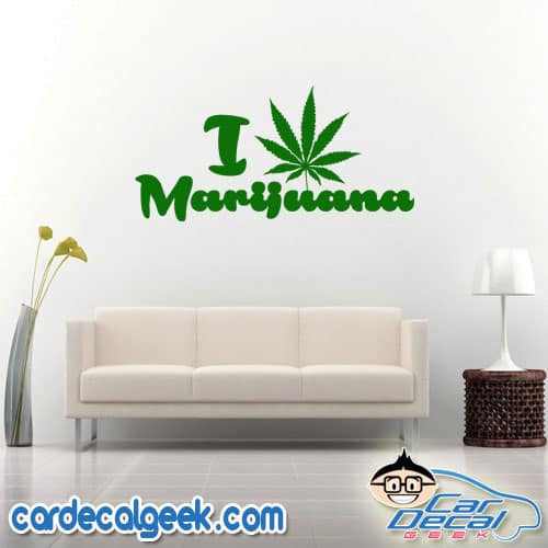 I Love Marijuana Wall Decal Sticker