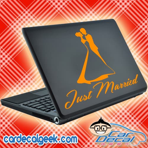 Just Married Bride and Groom Laptop Decal Sticker