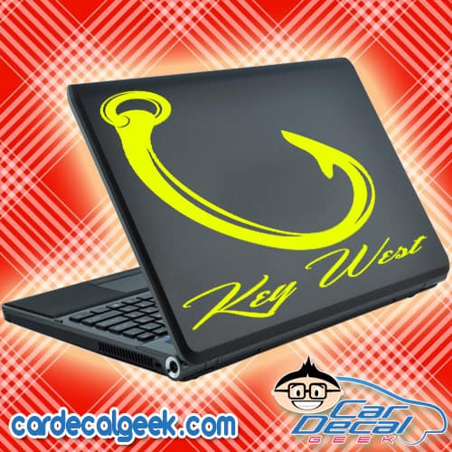 Key West Fishing Hook Laptop Decal Sticker