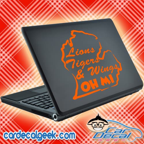 Lions Tigers & Wings Oh MI Laptop Decal Sticker