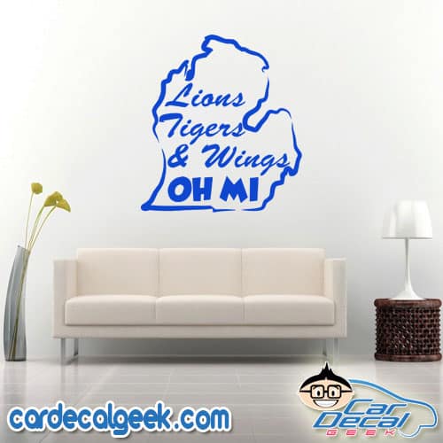 Lions Tigers & Wings Oh MI Wall Decal Sticker