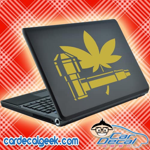 Pot Leaf & Pipe Laptop Decal Sticker