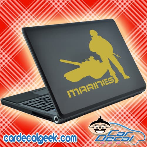 Marine Soldier and Tank Laptop Decal Sticker