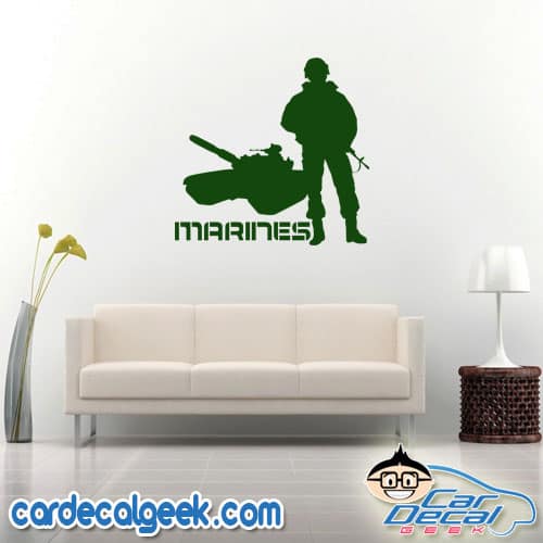 Marine Soldier and Tank Wall Decal Sticker