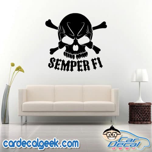 Marines Semper Fi Skull Wall Decal Sticker Marines Semper Fi Skull Wall Decal Sticker