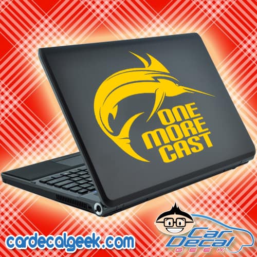 Marlin One More Cast Fishing Laptop Decal Sticker