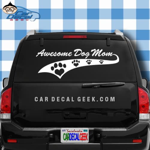 Awesome Dog Mom Athletic Car Window Decal Sticker
