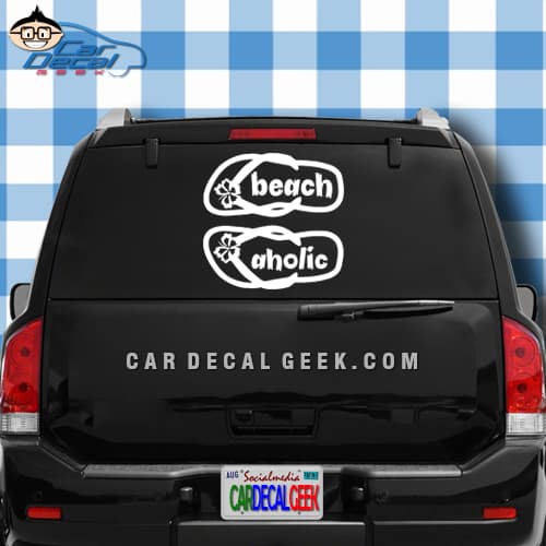 Beach Aholic Flip Flops Car Window Decal Sticker