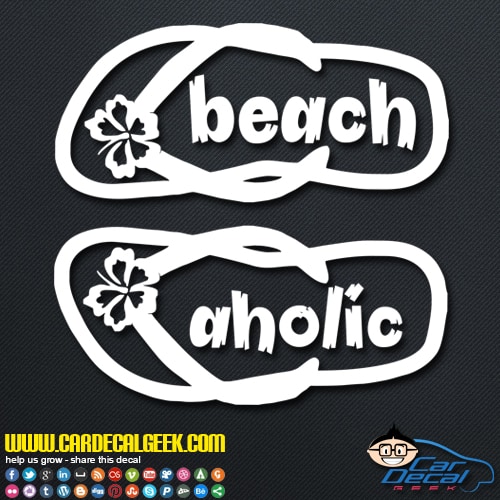 Beach Aholic Flip Flops Decal Sticker