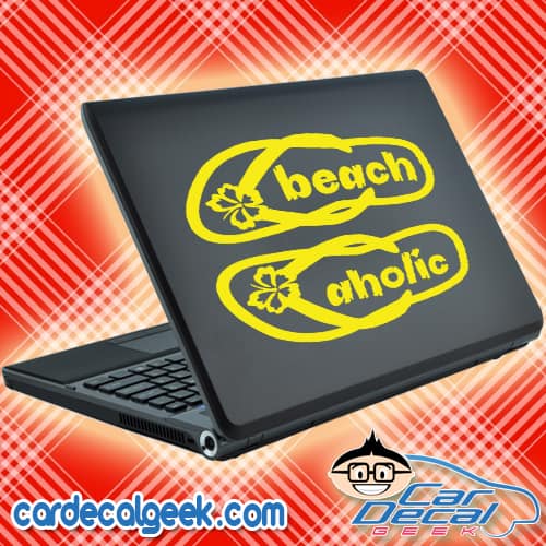 Beach Aholic Flip Flops Laptop MacBook Decal Sticker