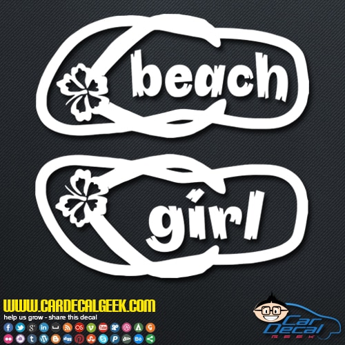 Beach Girl Flip Flops Decal Sticker