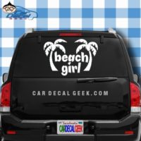 Beach Girl Palm Trees Car Window Decal Sticker