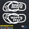 Beach More Worry Less Flip Flops Decal Sticker
