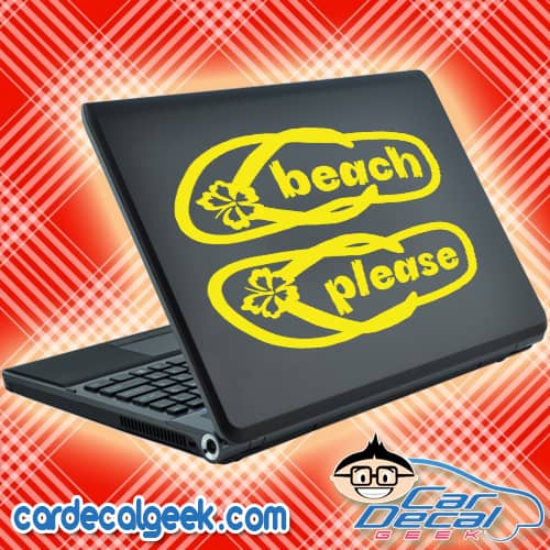 Beach Please Flip Flops Laptop MacBook Decal Sticker