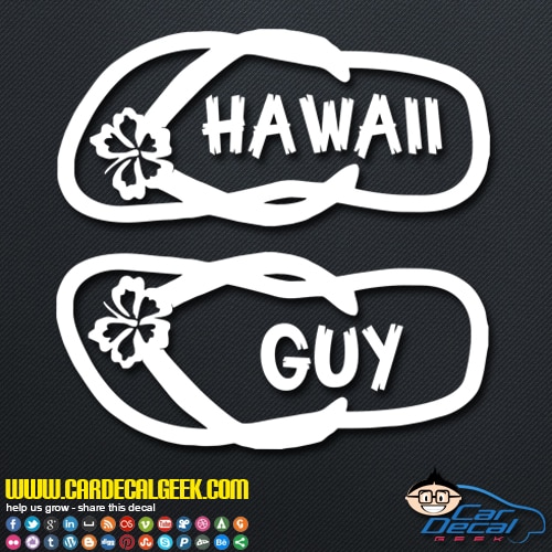 Hawaii Guy Flip Flops Decal Sticker