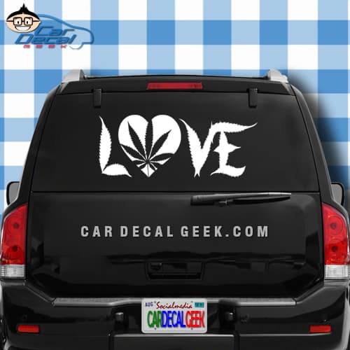 Marijuana Heart Love Car Window Decal Sticker