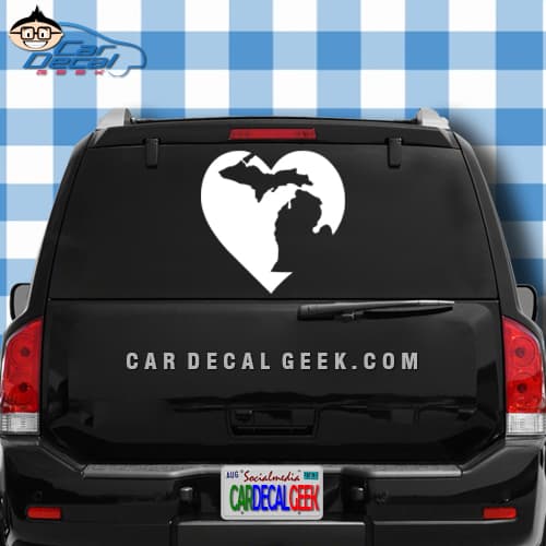 MICHIGAN LOVE HEART Vinyl Decal Sticker Car Window Wall Bumper Home Decor State 