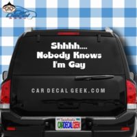 Shhh Nobody Knows Im Gay Car Window Decal Sticker