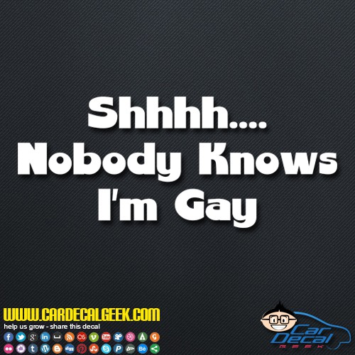 Shhh Nobody Knows Im Gay Decal Sticker