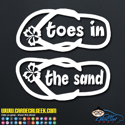 Toes In The Sand Flip Flops Decal Sticker