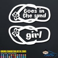 Toes In The Sand Girl Flip Flops Decal Sticker