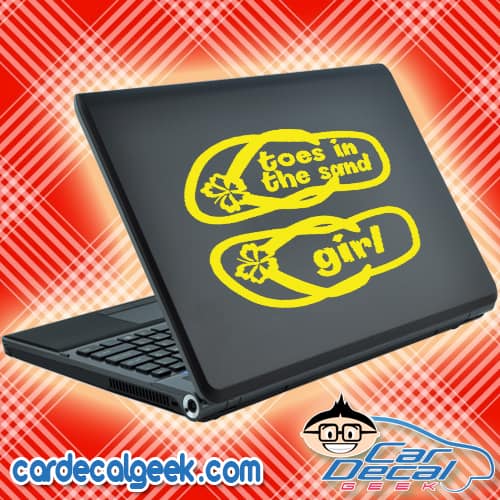 Toes In The Sand Girl Flip Flops Laptop MacBook Decal Sticker Toes In The Sand Girl Flip Flops Laptop MacBook Decal Sticker