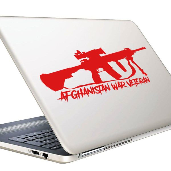 Afghanistan War Veteran Machine Gun Wall Laptop Macbook Decal Sticker
