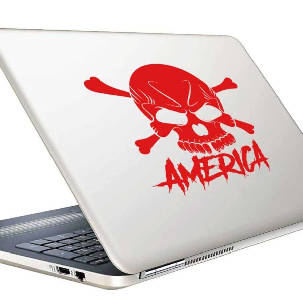 America Skull Vinyl Laptop Macbook Decal Sticker
