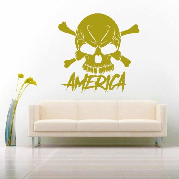 America Skull Vinyl Wall Decal Sticker