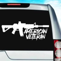American Veteran Machine Gun Vinyl Car Window Decal Sticker