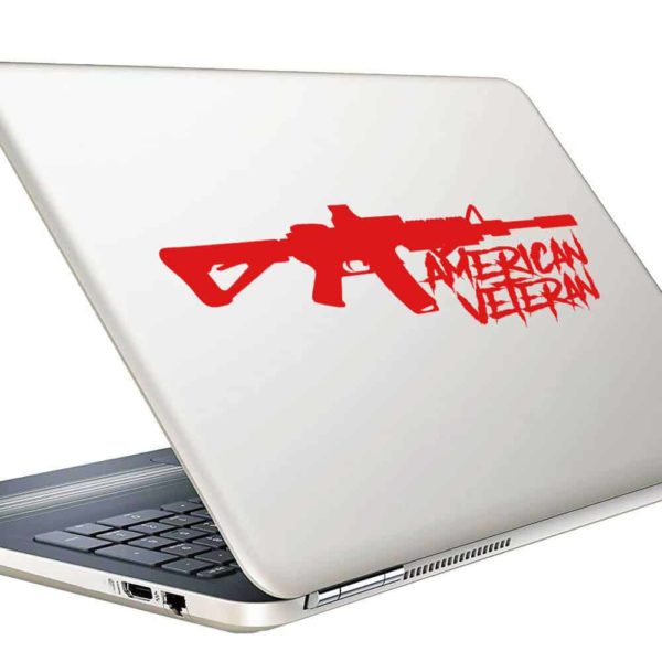 American Veteran Machine Gun Vinyl Laptop Macbook Decal Sticker