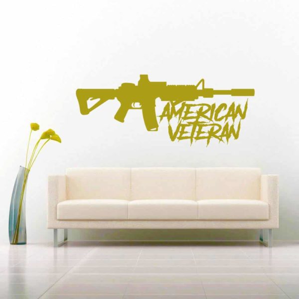American Veteran Machine Gun Vinyl Wall Decal Sticker