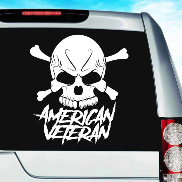 American Veteran Skull Vinyl Car Window Decal Sticker