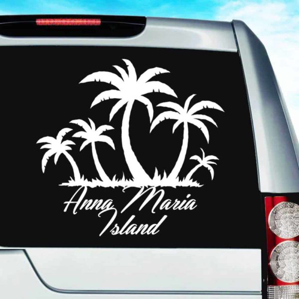 Anna Maria Island Palm Tree Island Vinyl Car Window Decal Sticker
