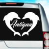 Antigua Dolphin Heart Vinyl Car Window Decal Sticker