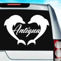 Antigua Dolphin Heart Vinyl Car Window Decal Sticker