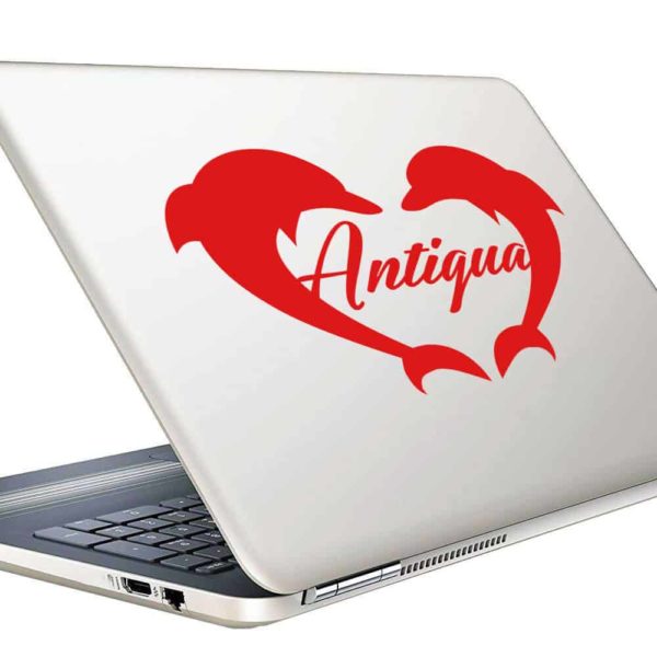 Antigua Dolphin Heart Vinyl Laptop Macbook Decal Sticker