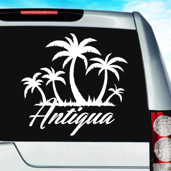Antigua Palm Tree Island Vinyl Car Window Decal Sticker