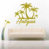 Antigua Palm Tree Island Vinyl Wall Decal Sticker