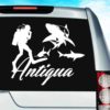 Antigua Scuba Diver With Sharks Vinyl Car Window Decal Sticker