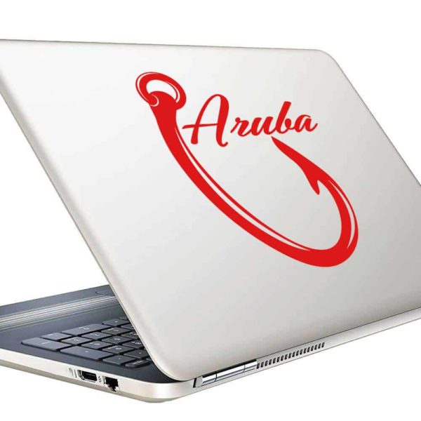 Aruba Fishing Hook Vinyl Laptop Macbook Decal Sticker