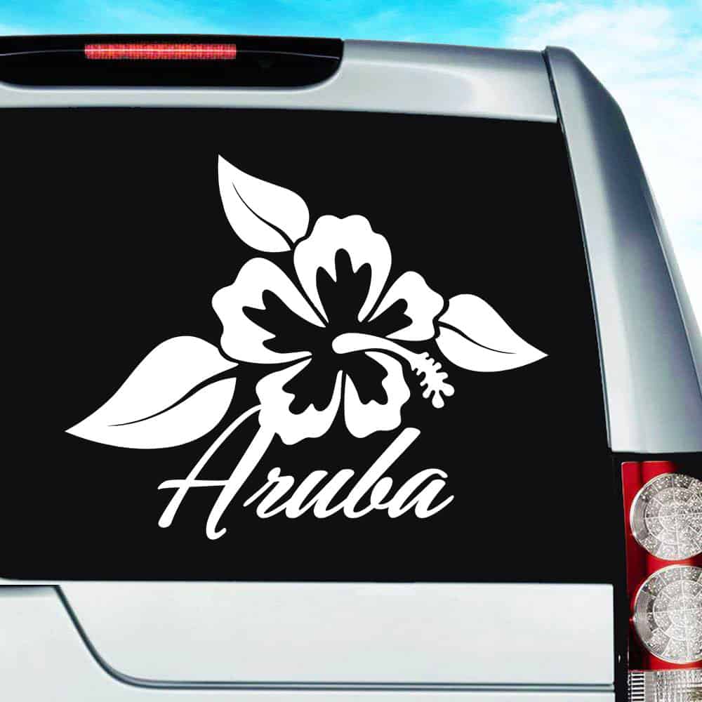 Aruba Hibiscus Flower Vinyl Car Window Decal Sticker Aruba Hibiscus Flower Vinyl Car Window Decal Sticker
