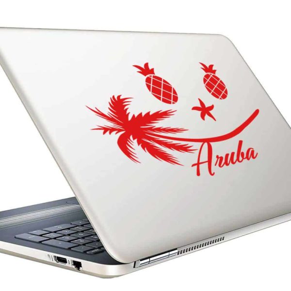 Aruba Tropical Smiley Face Vinyl Laptop Macbook Decal Sticker
