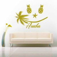 Aruba Tropical Smiley Face Vinyl Wall Decal Sticker