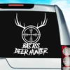 Bad Ass Deer Hunter Rifle Gun Scope Antlers Vinyl Car Window Decal Sticker