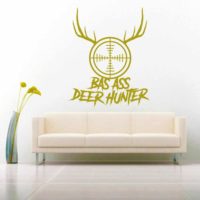 Bad Ass Deer Hunter Rifle Gun Scope Antlers Vinyl Wall Decal Sticker