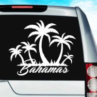 Bahamas Palm Tree Island Vinyl Car Window Decal Sticker